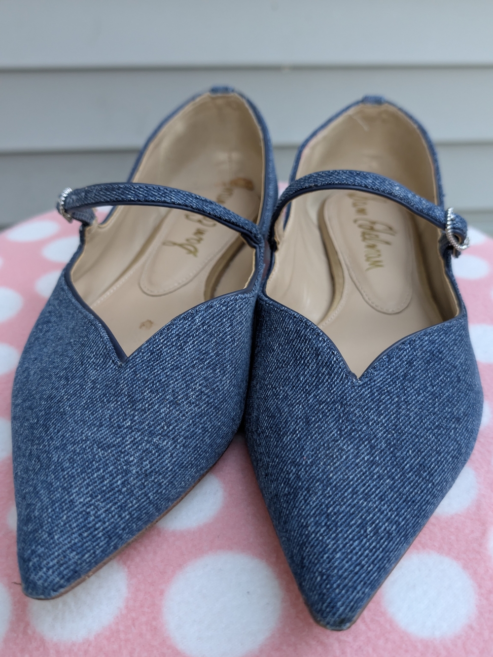 Sam Edelman Denim Blue Pointed Toe SlingPointed Toe Denim Mary Jane Flats - Blue
